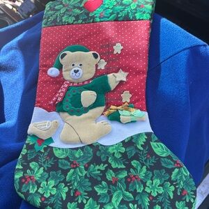 Vintage Franco teddy bear Christmas stocking